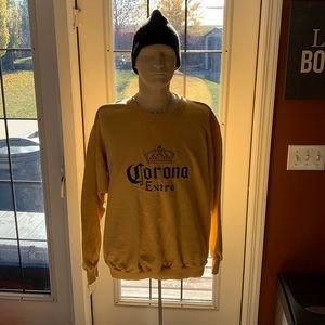 Corona sweatshirt. Large, yellow, Bulletin brand promotional item.